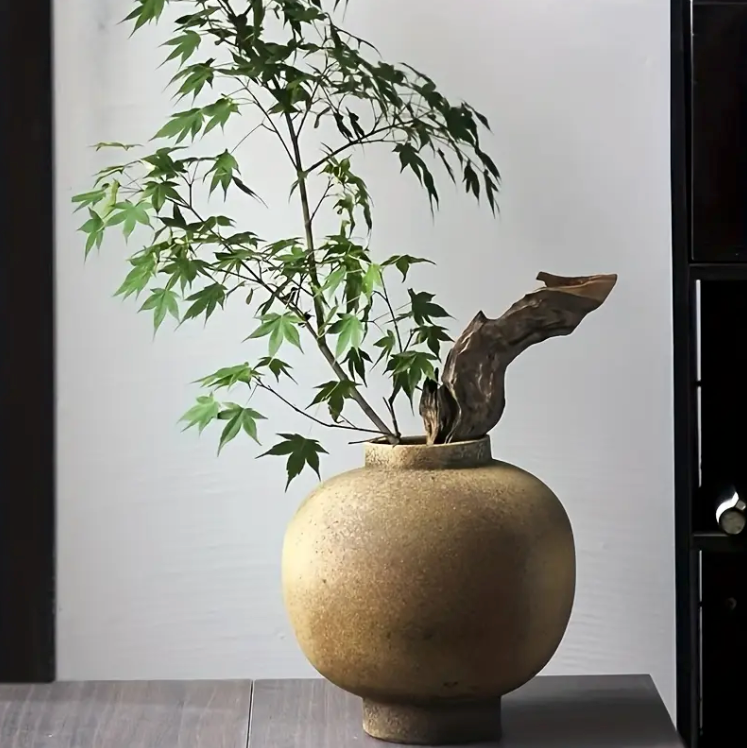 Rustic Ceramic Cylinder Vase - Minimalist Farmhouse Boho Decor For Dining Table