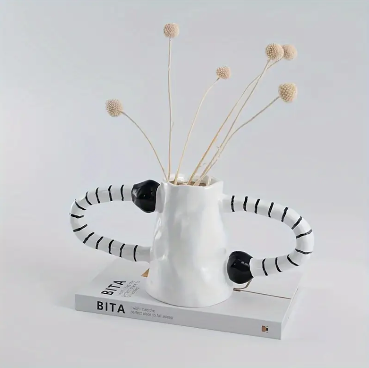 Farmhouse Ceramic Vase - Unique Home Decor Cylinder Flower Vase